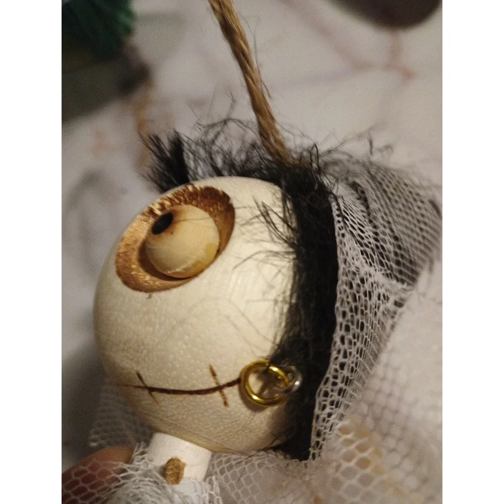 Pier 1 crazyhead skeleton Frankenstein bride ornament Halloween Collectible Rare